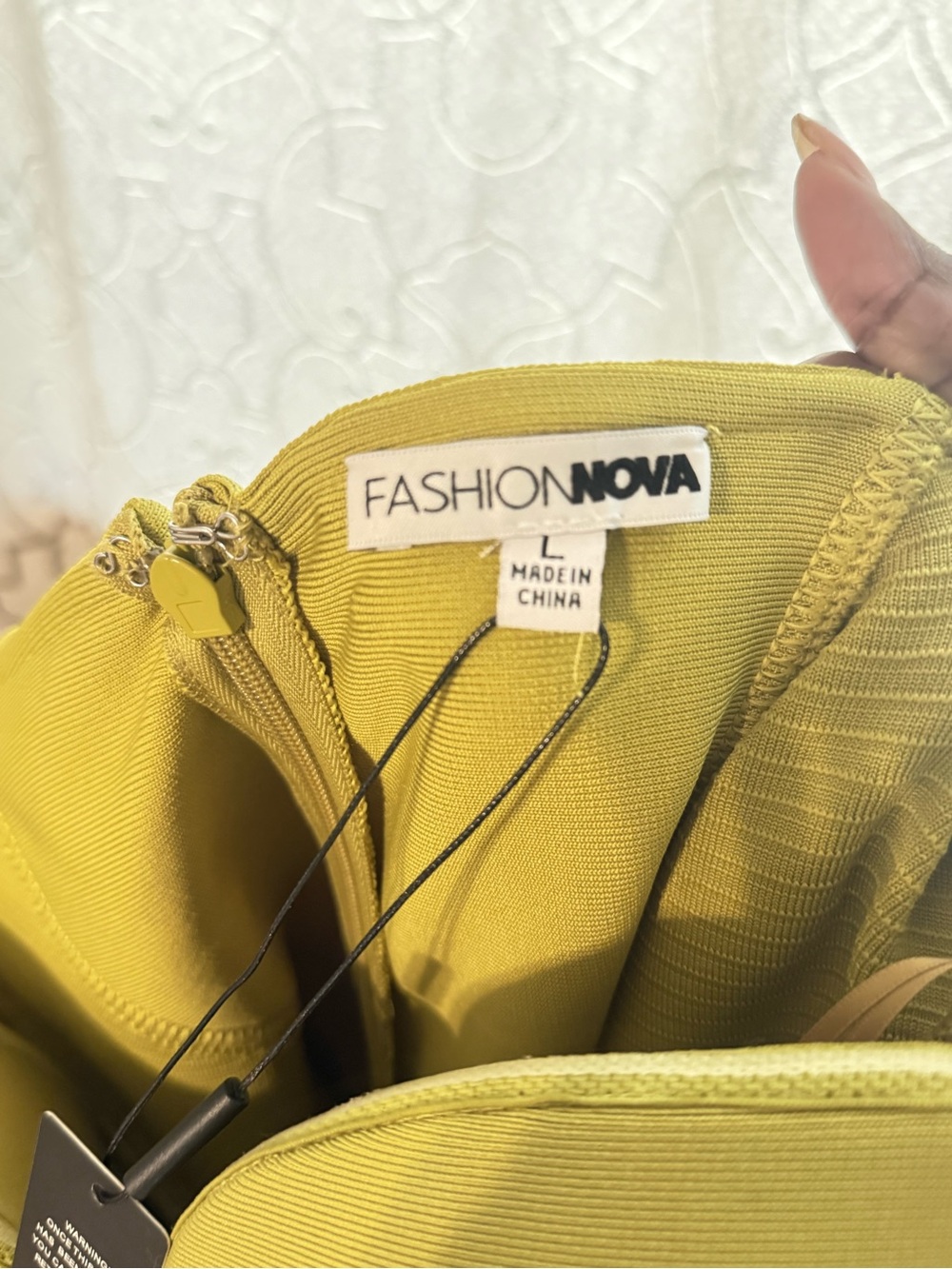Fashion Nova Chartreuse Halter Mermaid Bodycon Dress - Picture 6 of 6